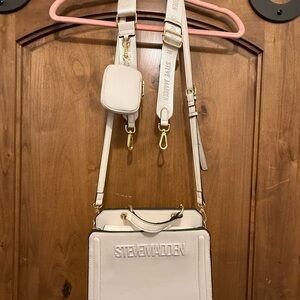 Steve Madden White Cream Crossbody Bag with Detachable Strap